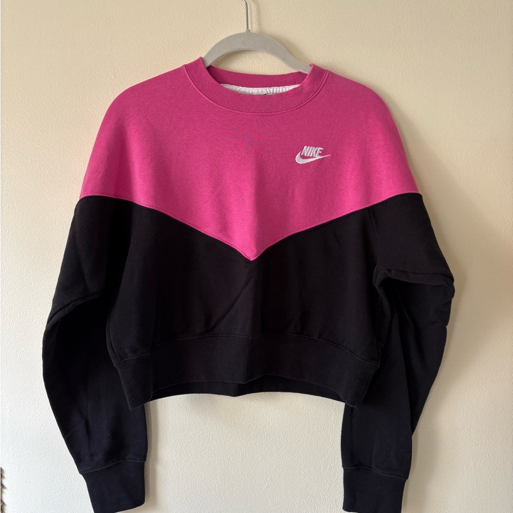 Nike Pink and Black Colorblock Sweatshirt